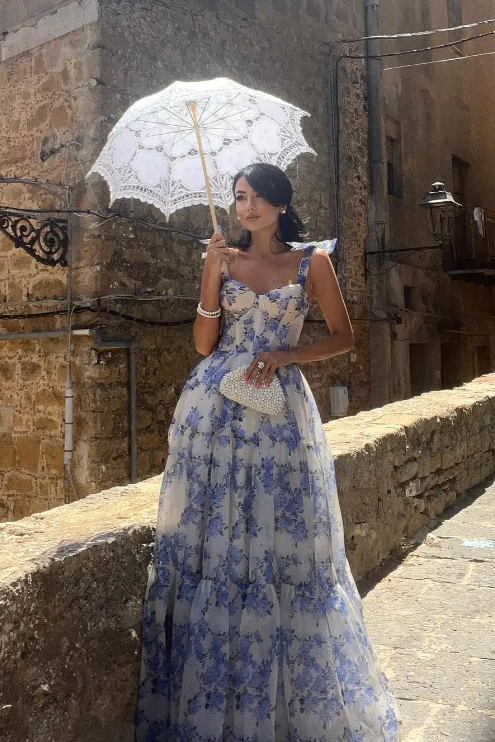 Romantic Floral Ruffle Maxi Dress
