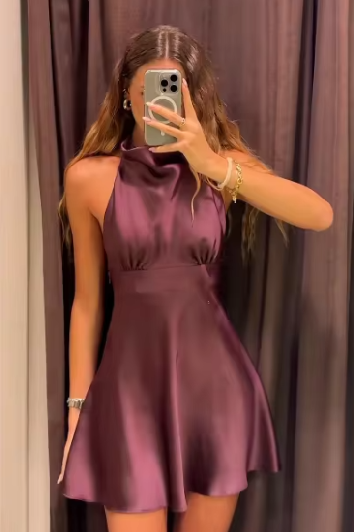Ava Satin Flare Dress