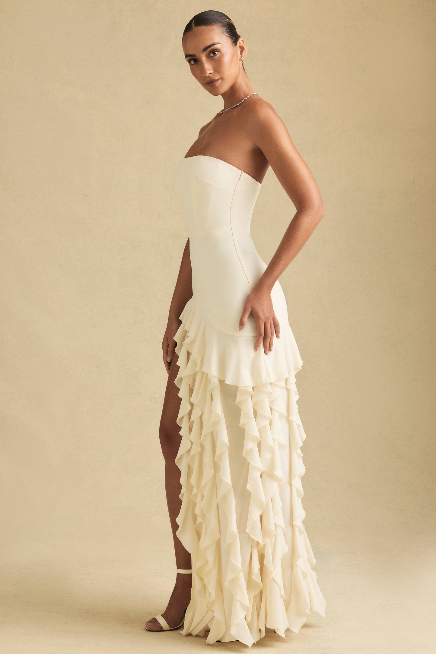 Cloud Nine Ruffle-Trim Strapless Gown
