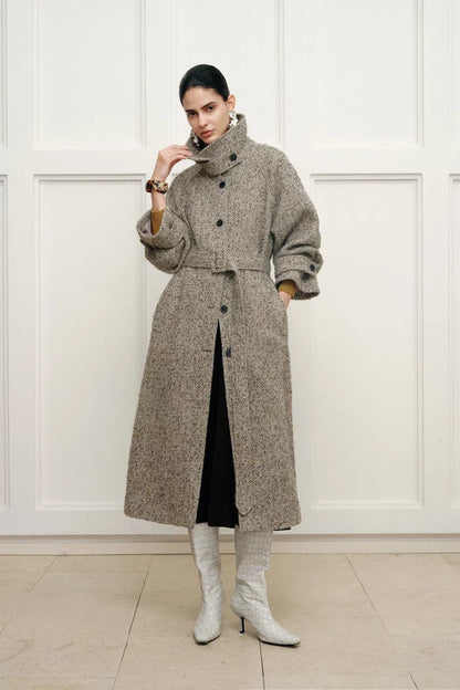 Margarette Elegant Long Coat – Wool-Alpaca Blend
