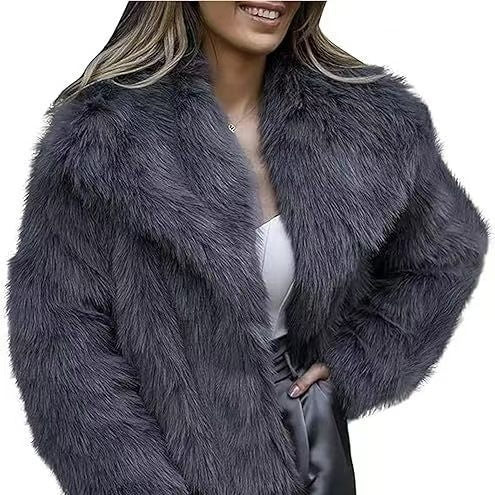 Women’s Chic Plush Faux Fur Coat