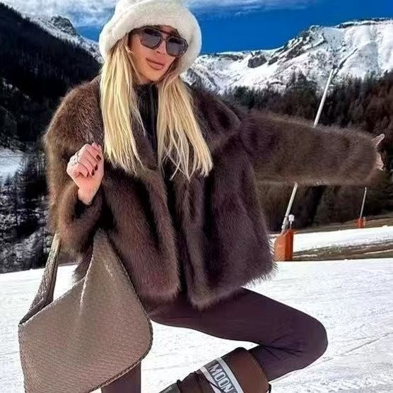 Women’s Chic Plush Faux Fur Coat