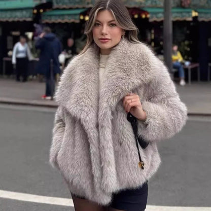 Women’s Chic Plush Faux Fur Coat