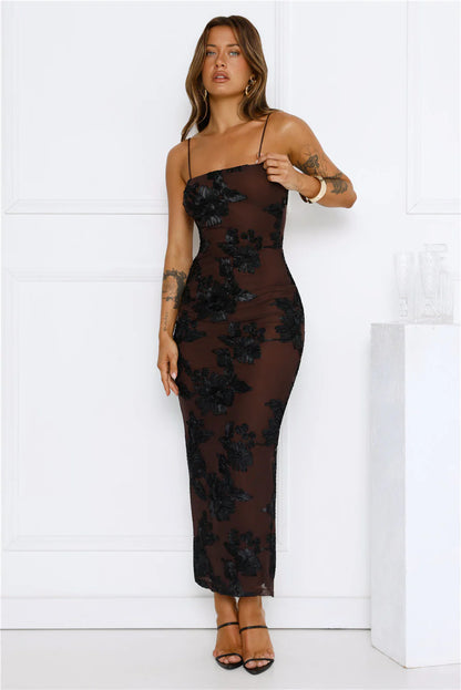 Midnight Bloom Mesh Dress