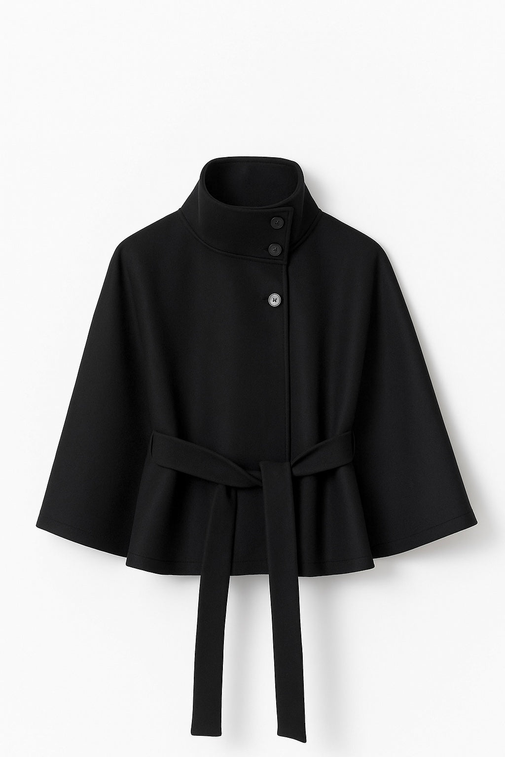 Chloe High-Neck Belted Cape Jacket