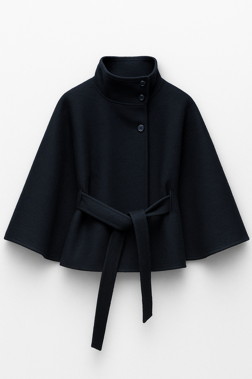 Chloe High-Neck Belted Cape Jacket
