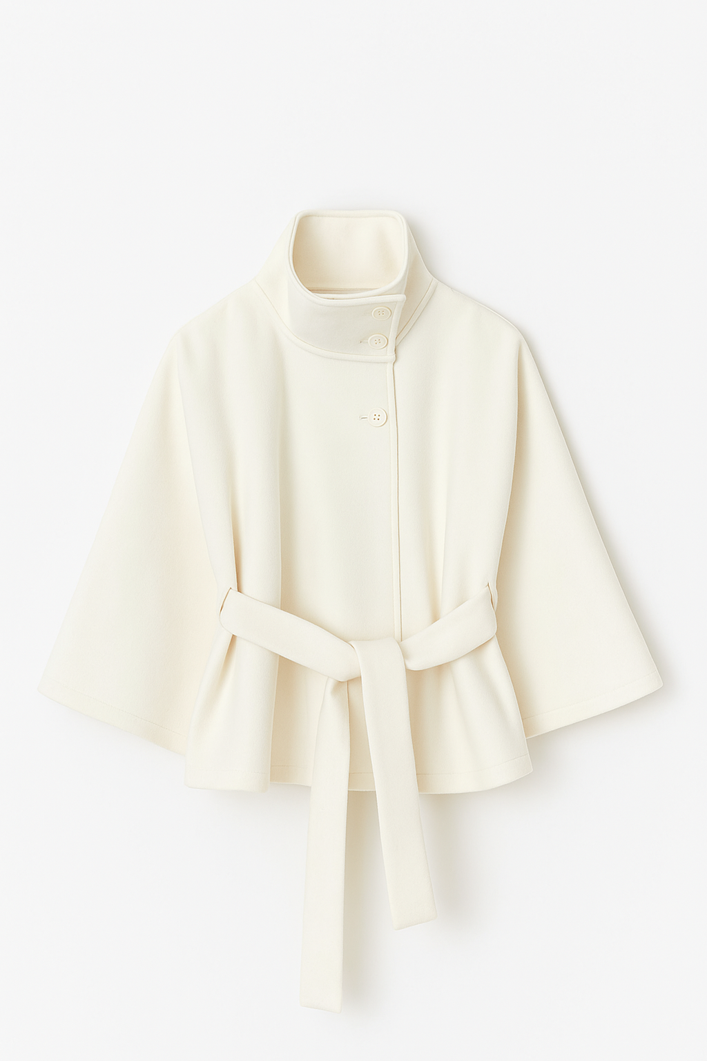 Chloe High-Neck Belted Cape Jacket