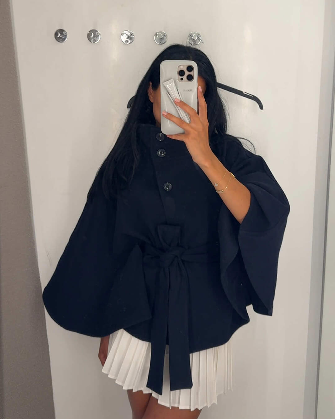 Chloe High-Neck Belted Cape Jacket
