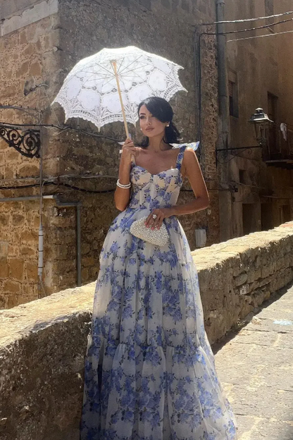 Romantic Floral Ruffle Maxi Dress