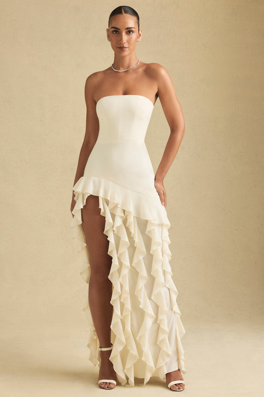 Cloud Nine Ruffle-Trim Strapless Gown