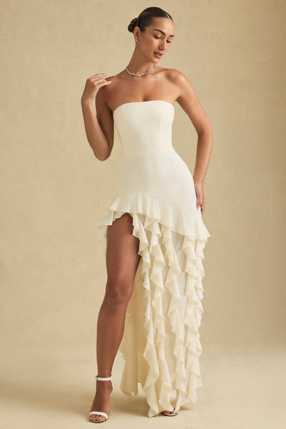 Cloud Nine Ruffle-Trim Strapless Gown