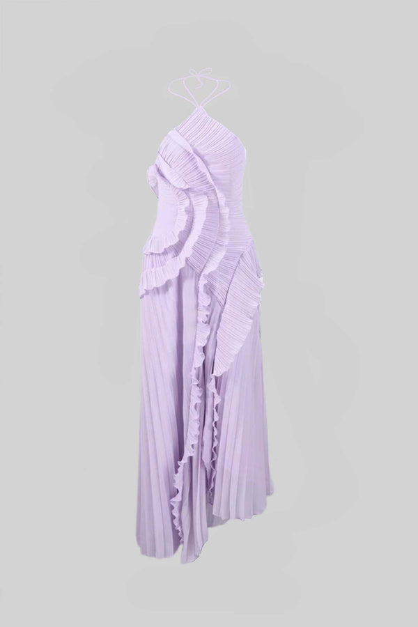 Daisy Pleated Halter Midi Dress