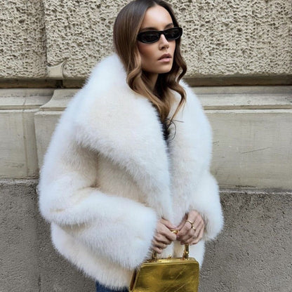Women’s Chic Plush Faux Fur Coat