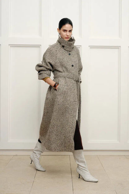Margarette Elegant Long Coat – Wool-Alpaca Blend