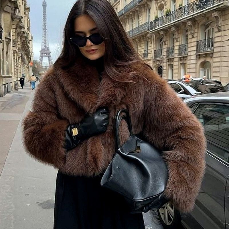 Women’s Chic Plush Faux Fur Coat