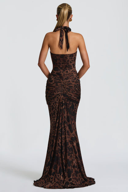 Elegant Leopard Print Maxi Dress
