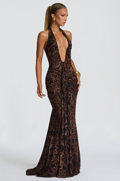 Elegant Leopard Print Maxi Dress