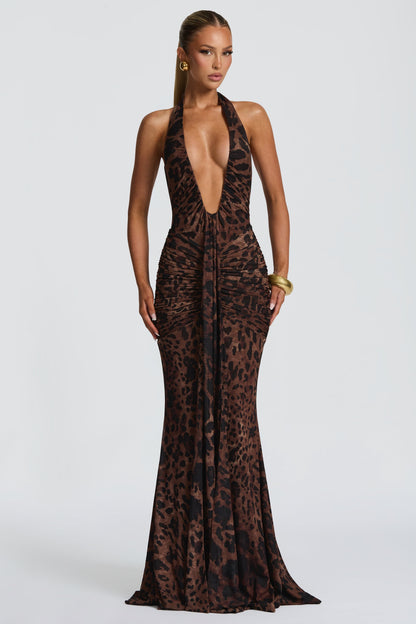 Elegant Leopard Print Maxi Dress